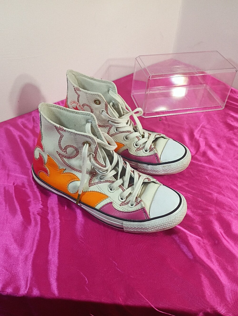 Converse Chuck Taylor Space Cowboy Woman's SZ 7.5 High Top Pink Orange Flame - Picture 9 of 9